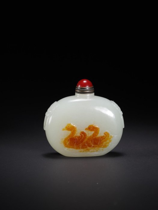 和田玉鼻煙壺尺寸：4.8×5.2×2.0厘米，重量54.2克舊藏收藏古玩【古今臻