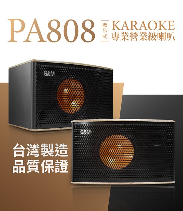 (新北音響名展)G&M 金將科技 PA808 雙八吋懸吊喇叭 另售BOSE 301V