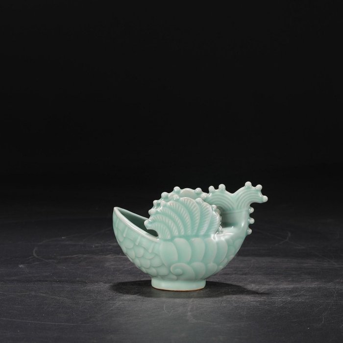 舊藏南宋龍泉窯青釉魚船洗尺寸高11公分直徑15公分青花三彩斗彩403