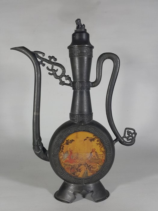 銀九藝] 早期錫器錫雕錫壺清末名家潮暘顏永利永利點銅| Yahoo拍賣