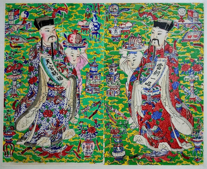 擬蘇州桃花塢天津楊柳青山東濰坊中國年畫門神木刻版畫中國民藝