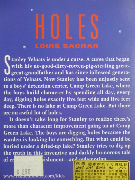 【月界二手書店2】Holes 洞（別有洞天電影原著小說，雪歌妮．薇佛 ）_Louis Sachar　〖外文小說〗CHF