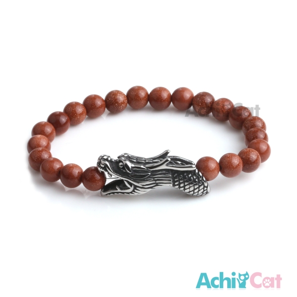 AchiCat 手鍊串珠手鍊 龍遊天下 金沙石手鍊 龍手鍊 珠珠彈性手環 B款 H8073