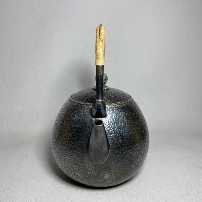 古玩輕鬆拍】古日本時代頂級煎茶道具☆一東齋造落款純銀七寶珠摘槌目梨