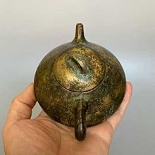 舊藏乾隆年制茶壺擺件古黃銅壺手把壺茶道創意茶寵擺件尺寸見圖示古樸的