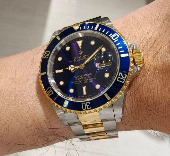 【美好時光】罕見Tropical紫色面盤！ROLEX勞力士16613半金水鬼超美品單錶一只