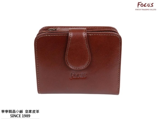 【全新品公司貨】Focus 頂級義大利牛皮 真皮 咖啡色女用中短夾【寧寧小舖/台中30年老店】054-1