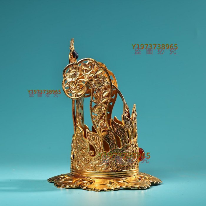 珍品純銅高浮雕鏤空鏨花工藝龍官帽發簪帽發冠工藝精湛器型款式X03C0735