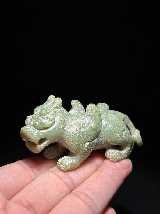 中国古美術　明時代　古玉石 和田玉 山海經 聚財富瑞獸 神獸貔貅(F-31) 中国古美術 明時代 古玉石 和田玉 山海經 聚財富瑞獸 神獸