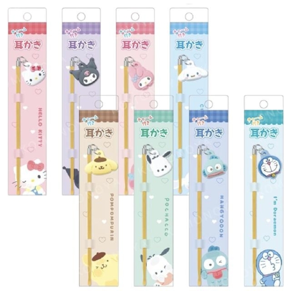 小禮堂 Sanrio 三麗鷗 竹製掏耳棒附吊飾 (大頭款) Kitty 酷洛米 布丁狗 人魚漢頓