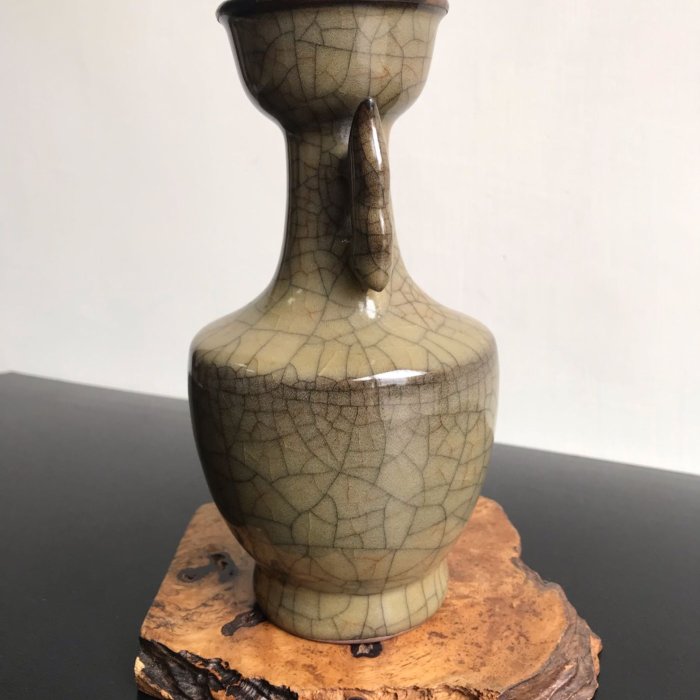早期收藏老件瓷器金絲鐵線哥窯雙耳瓶| Yahoo拍賣