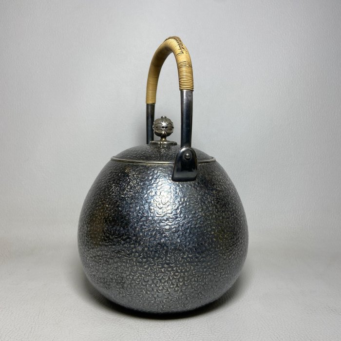 古玩輕鬆拍】古日本時代頂級煎茶道具☆一東齋造落款純銀七寶珠摘槌目梨