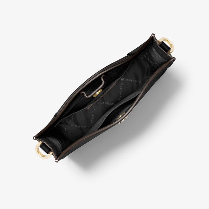 【Michael Kors】專櫃新款防刮牛皮 小款Briley黑色皮革斜背包/側背兩用包