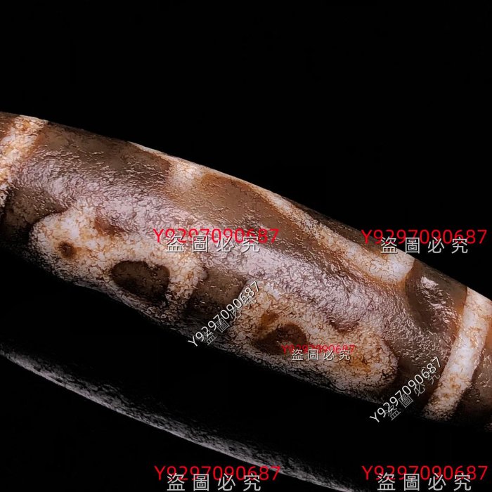 藏區回流老料至純古珠【五財神天珠】尺寸：56*13毫米重量15.5克天珠是