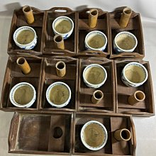 ★真美★u251 時代桑生地桐透彫莨盆 古玩輕鬆拍老日本百年歷史茶道具染付麒麟駿馬紋瓷火入桑木茶盒煙草盆