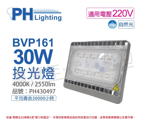 PHILIPS飛利浦 BVP161 LED 30W 220V 4000K 自然光 IP65 投光燈 泛光燈 PH430497
