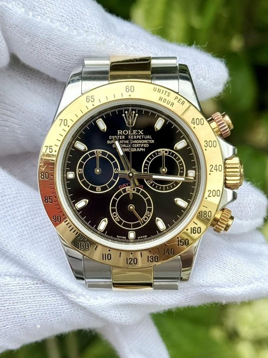 勞力士 ROLEX 型號116523 半金黑迪 Daytona  錶徑40mm 動力4130機芯 保卡2014/DEC
