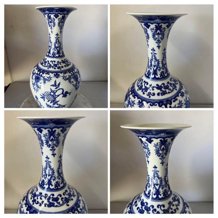 中国古美術　清時代 乾隆年製　青花花卉文　青花瓷 花瓶y117 中國古美術清時代乾隆年製青花花卉文青花瓷花瓶y117 | Yahoo拍賣