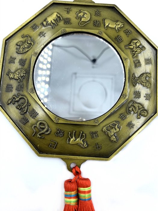 小款【牛牛柑仔店】擋煞八卦彩色方形陰陽太極八卦八卦鏡吊飾十二生肖二