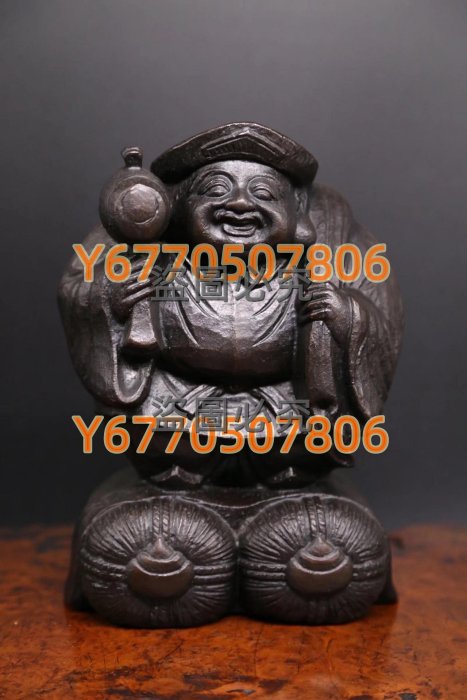 日本雕刻名家石崎秀峰造《鑄銅制大黑天立像》 日本古美術作品