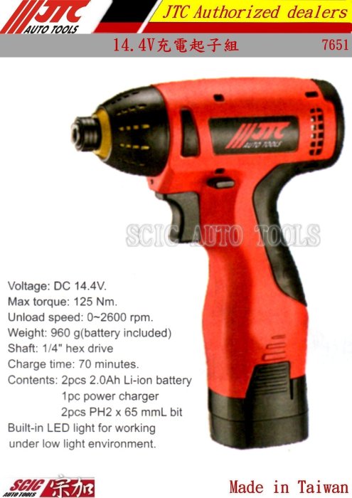 電動ドライバー1/4(六角) JTC7651 JTC 電動ドライバー 1⁄4(六角) JTC7651 1個（直送品） - アスクル