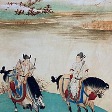 舊藏字畫四尺中堂畫張大千騎馬（唐人行獵圖） 實物拍攝GTyX199 材質