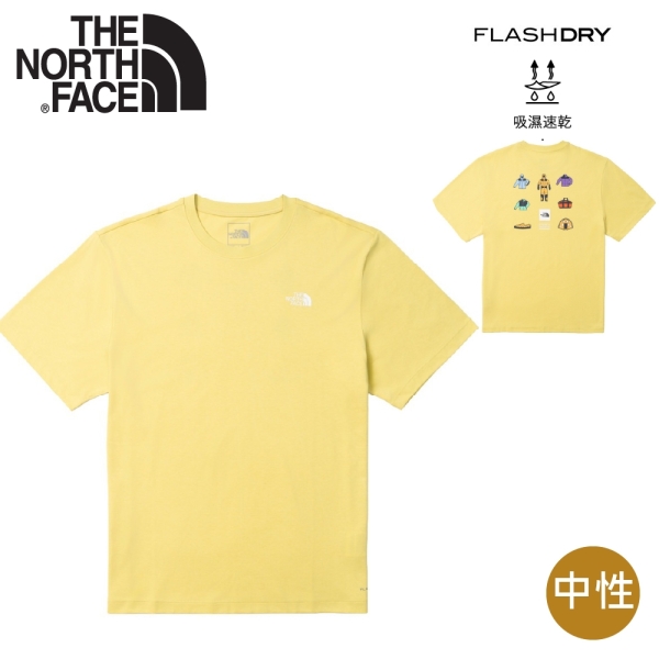 【The North Face 美國 中性 (60週年裝備)排汗快乾短T AP《芥末黃》】8GVU/吸濕排汗/圓領/運動上衣
