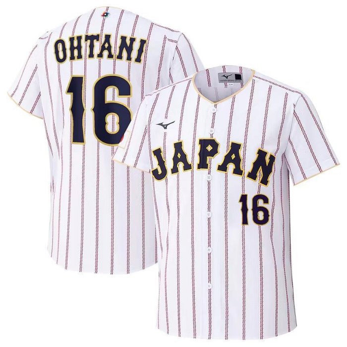 美品未着用　大谷翔平　日本代表WBC刺繍ユニフォームL 現貨] 大谷翔平(16) 日本武士隊2026 WBC 經典賽主場白色客場藍色刺繡