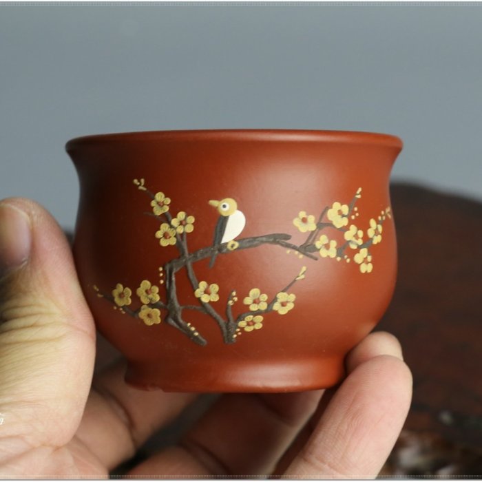 小樹安每】中國盆缽- [中國宜興] 朱泥色繪丸鉢6cm 迷你盆| Yahoo拍賣