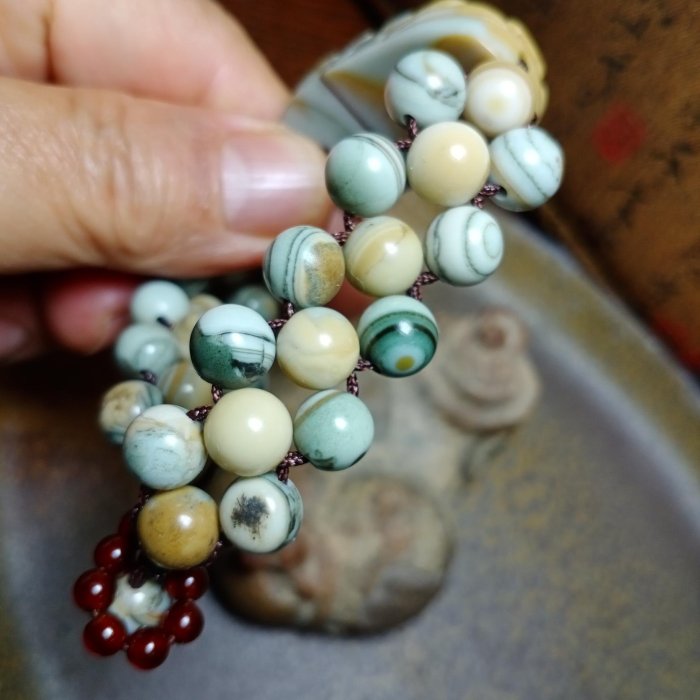 獨一無二→稀有絕版珍藏級天然西藏綠玉髓原礦天珠正品{雙龍獻瑞}手鍊