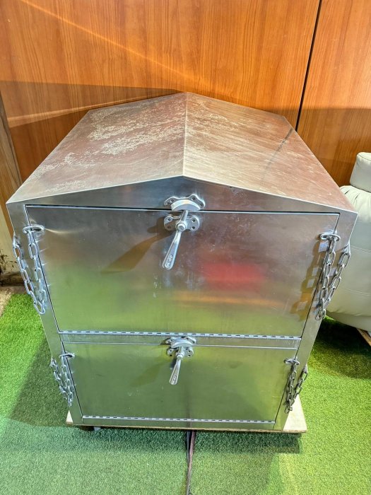 不鏽鋼大蒸爐 白鐵櫃 蒸氣烤箱 瓦斯鼓風蒸爐 蒸籠 炊籠 大蒸箱 不銹鋼箱 不銹鋼置物櫃 戶外收納櫃 A7409晶選二手