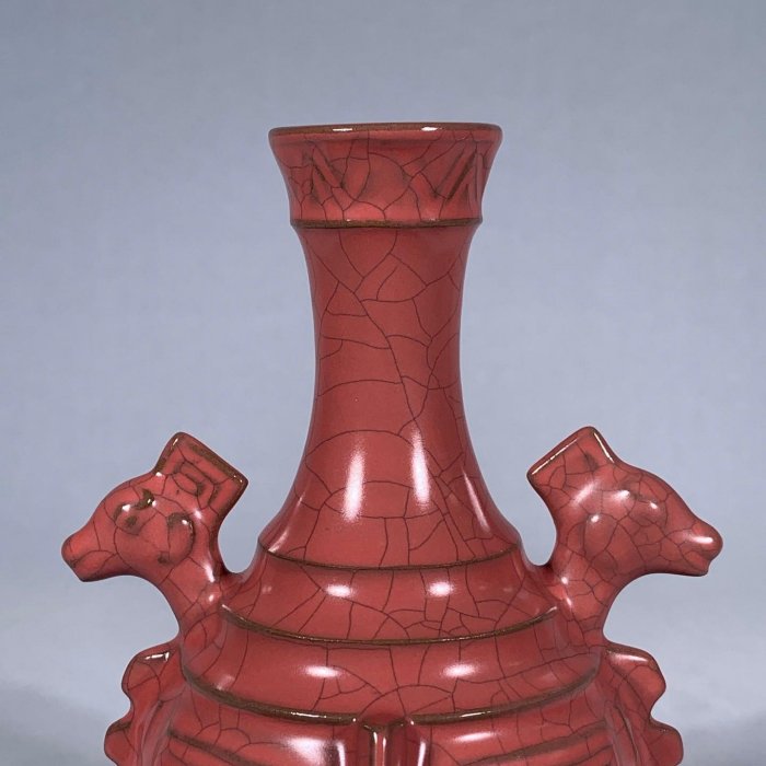 宋汝窯紅釉戰戟尊，高19直徑12.5cm，1501599 瓷器官窯汝窯【古雲