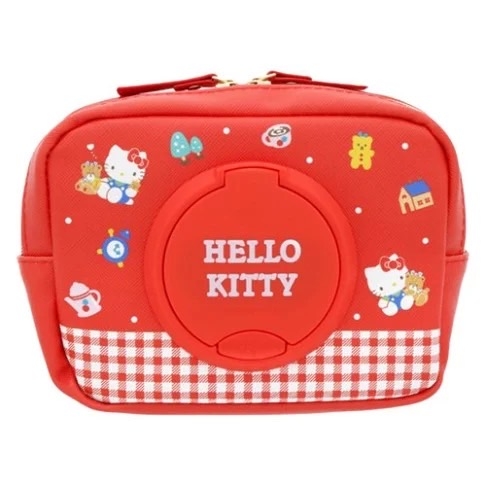 【震撼精品百貨】凱蒂貓 Hello Kitty~日本SANRIO三麗鷗 KITTY多功能皮質紙巾收納包 seepo 紅格*69177