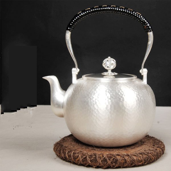 5Cgo【茗道】含稅會員有優惠45202838502 日本銀壺純銀茶壺純手工提梁銀