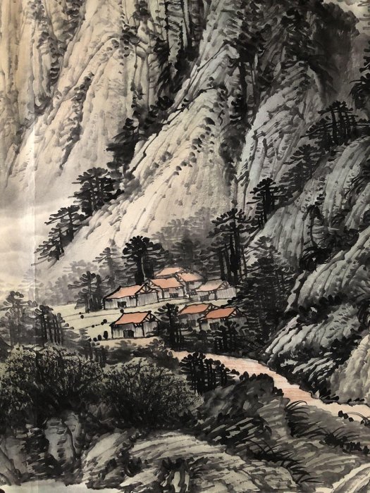Z244【徐悲鴻】山水畫，六尺橫幅純手繪作品尺寸約：238*100厘米未裝裱