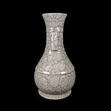 博古珍藏》宋．哥窯米黃釉貫耳瓶．早期收藏．老件花瓶瓷器．博物館級