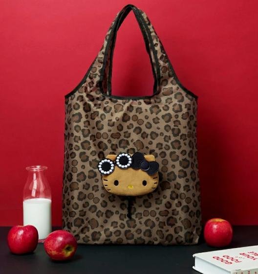 ＊日式雜貨館＊日本三麗鷗 限量款 日曬凱蒂貓 曬黑豹紋款 KITTY 購物袋 可收納購物袋 豹紋購物袋