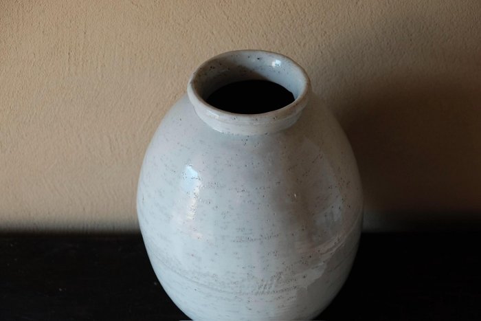 18世紀李朝白瓷提燈壺德利款38cm 高麗青瓷月亮罐古雅風味白中發青釉色