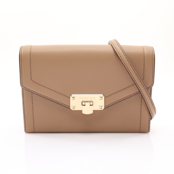 MICHAEL KORS 麥可寇斯 Kinsley 信封斜背包 肩背包 米色 牛皮 35S9GYKC2L 【二手名牌BRAND OFF】