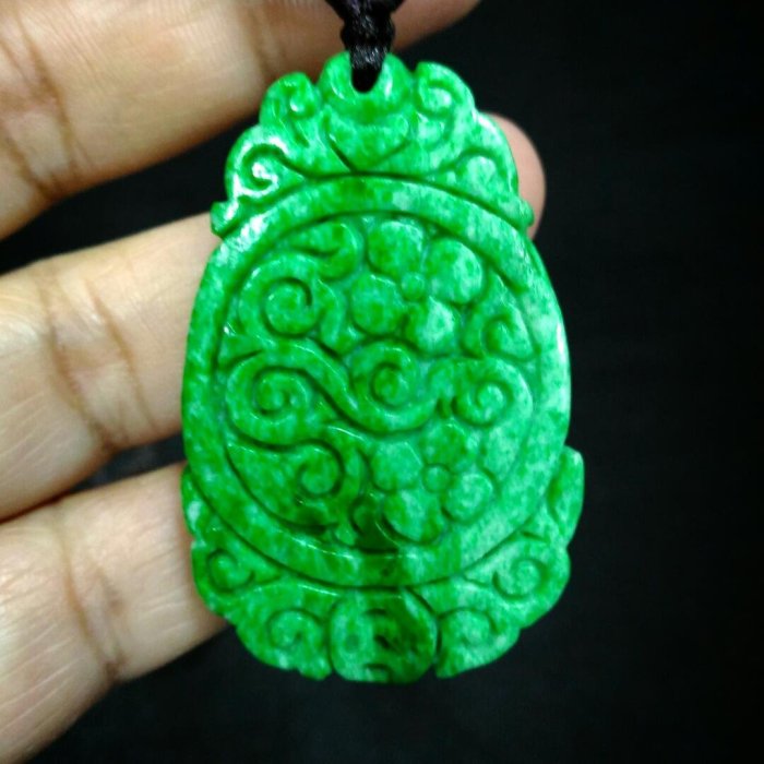 有錢花仿古牌46*30*7mm/陽綠/古錢/花青/天然緬甸玉A貨翡翠/0901