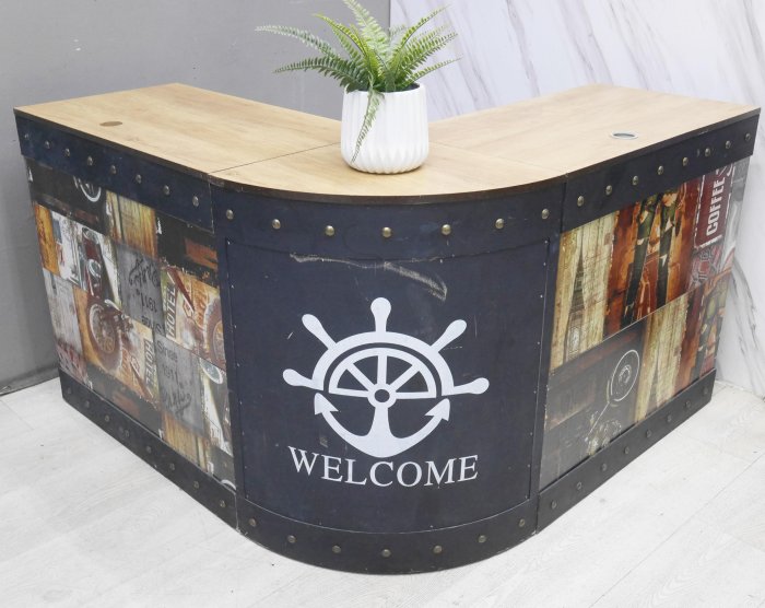 【台北二手家具】百豐悅 新北二手傢俱-二手 櫃台 工業風 4尺 L型吧台 收銀台 辦公桌 五股二手家具推薦 士林二手家具