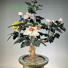 可議價】創匯時期景泰藍玉石盆景牡丹花品相如圖描述高38厘米寬28厘米
