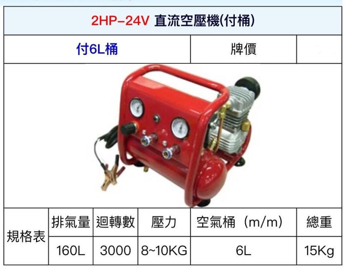 ~金光興修繕屋~寶馬牌 [2HP-24V] DC直流式 空氣壓縮機 寶馬 空壓機 直流空壓機 付6L桶