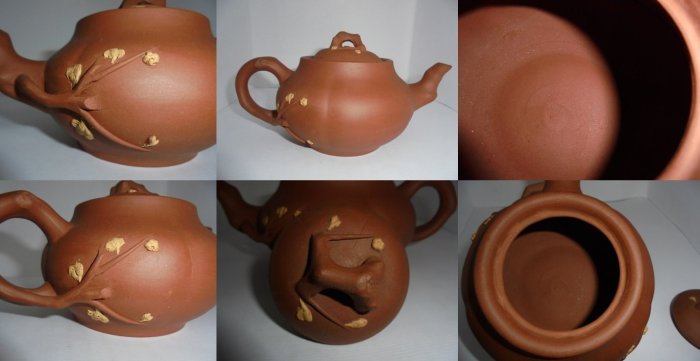 70年代外銷無邊框「中國宜興」款蓋「橢圓」印文革清水泥矮梅壺(碗、高