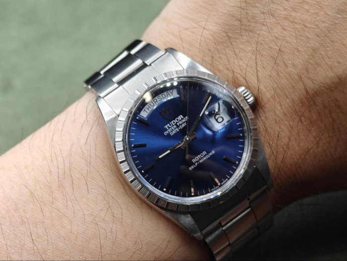 【美好時光】罕見盒單全特殊面ROLEX龍頭底蓋老TUDOR帝舵Daydate 94510 唯一勞血統鋼款DD!