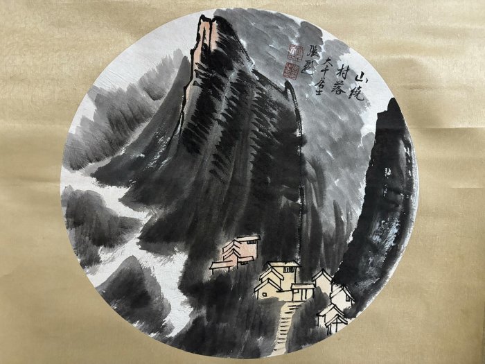 嚴選吳冠中款江南水鄉精品純手繪字畫，雙題跋搭配張大千山水三尺巨作