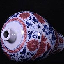元代白滸孤窯款青花釉里紅蕭何月下追韓信人物故事紋梅瓶一對，高42×2