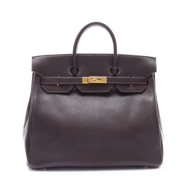 HERMES 愛馬仕 Haut a Courroies HAC 手提包 咖啡色 Chevre皮革 口G刻 金扣 【二手名牌BRAND OFF】