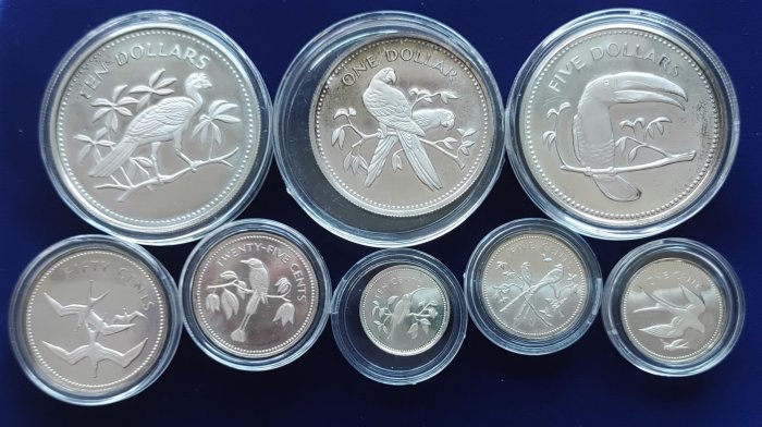 純銀　銀貨 貝里斯1974年8枚精鑄純銀套幣PROOF 銀幣（含92.5%銀） 8枚1套| Yahoo拍賣