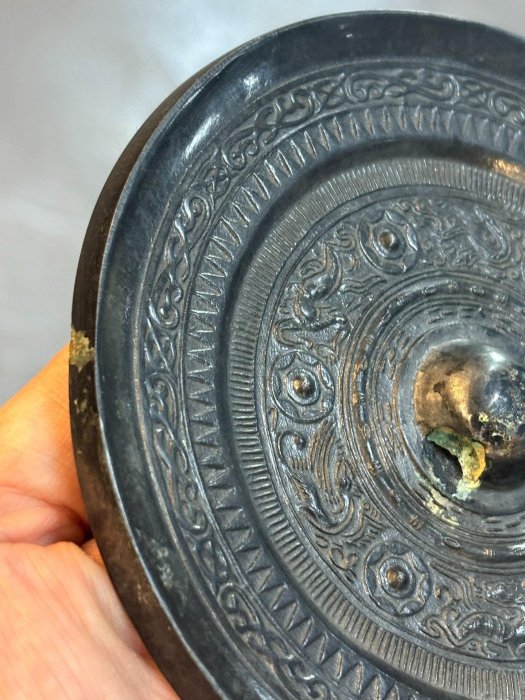 ☆0917118 中国 銅製 銅鏡？ 蓋？ 文字有 文鎮？ ☆